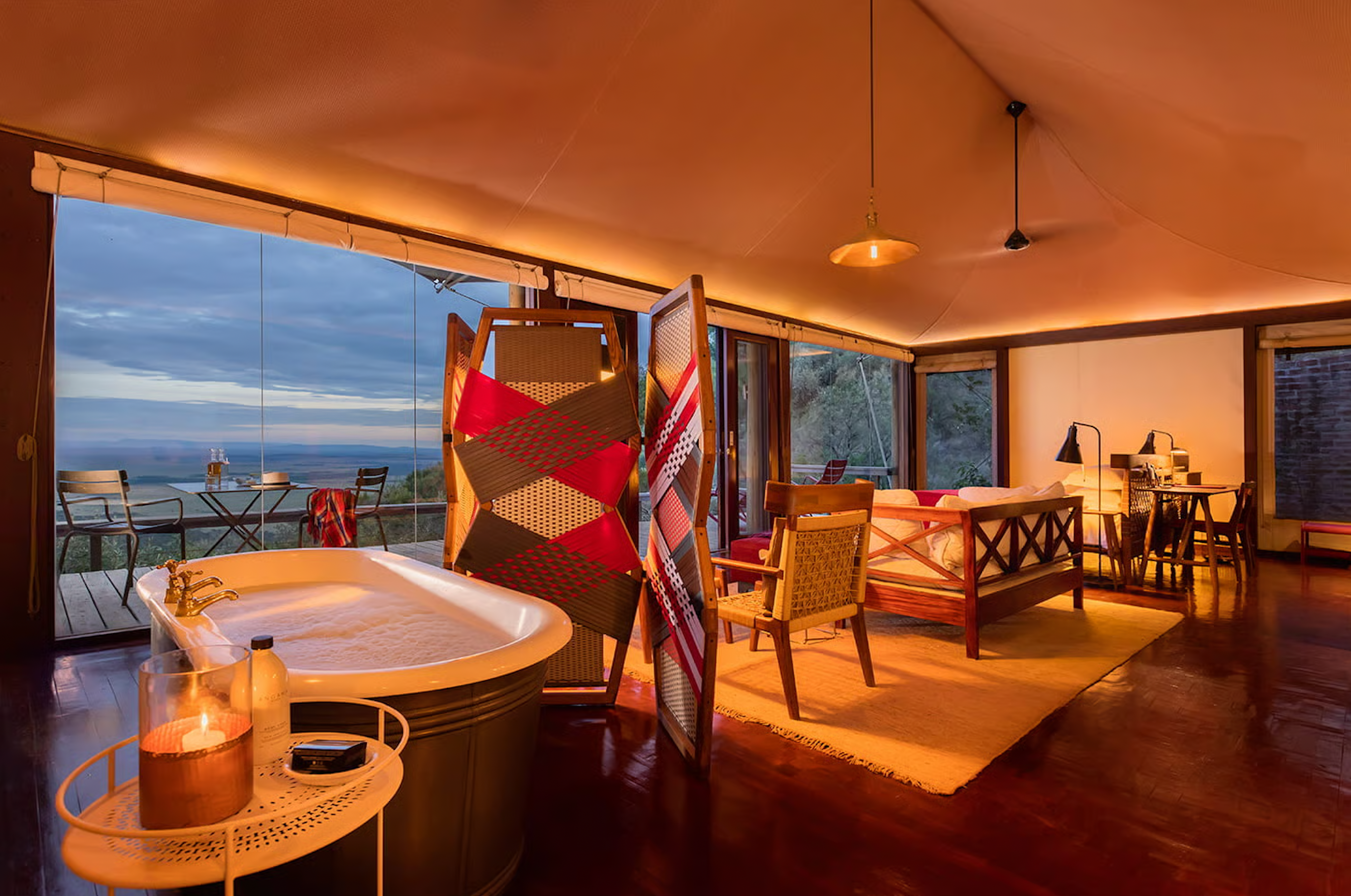 Interior of a tent at Angama Mara