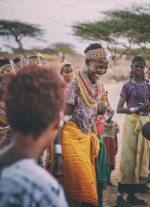 A happy woman at a village
