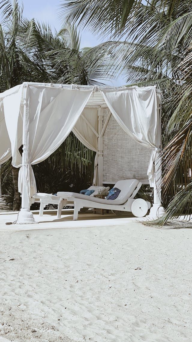 Lounge beds at a beach in Lamu