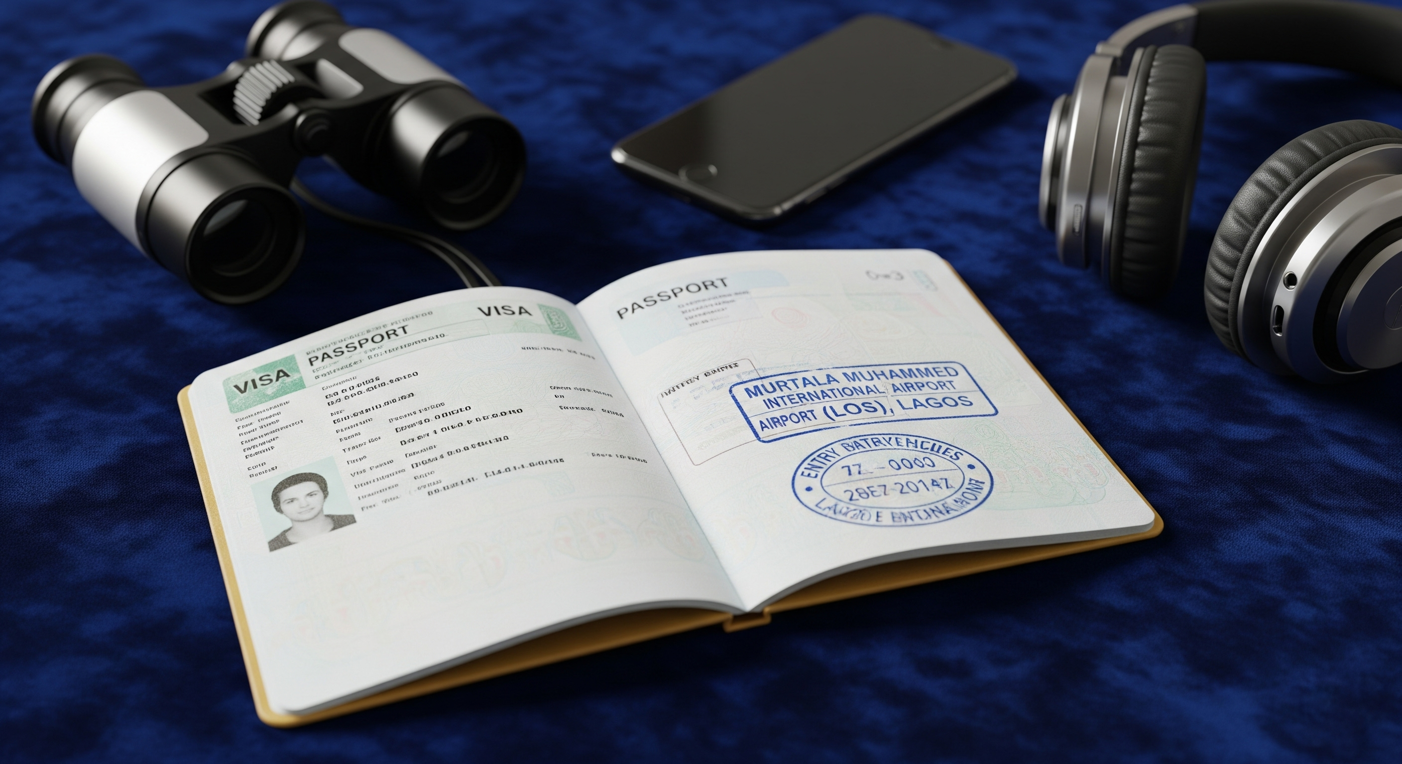 A passport open displaying a visa to Nigeria. 