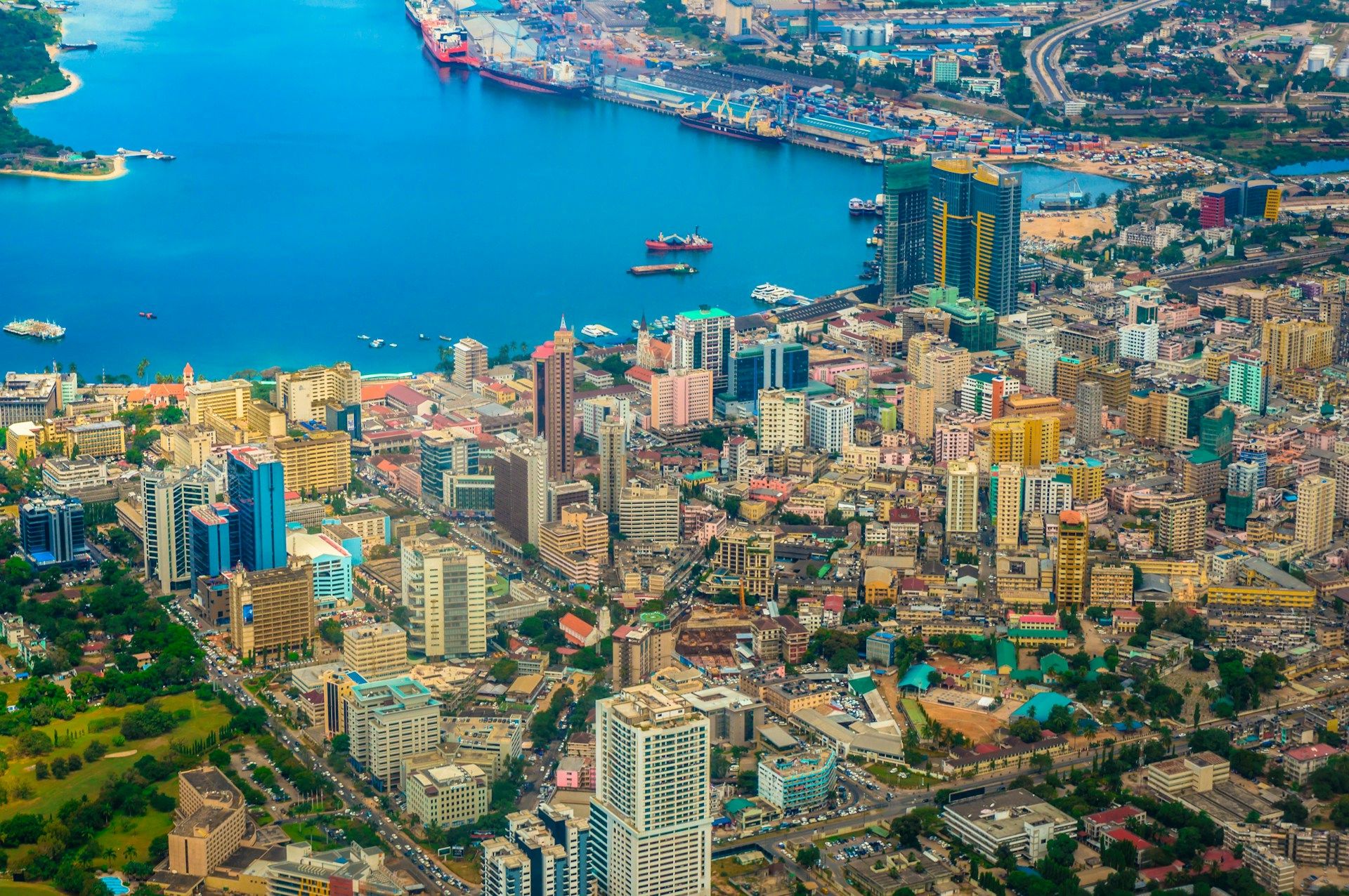 Aerial view of Dar es Salaam City in Tanzania
