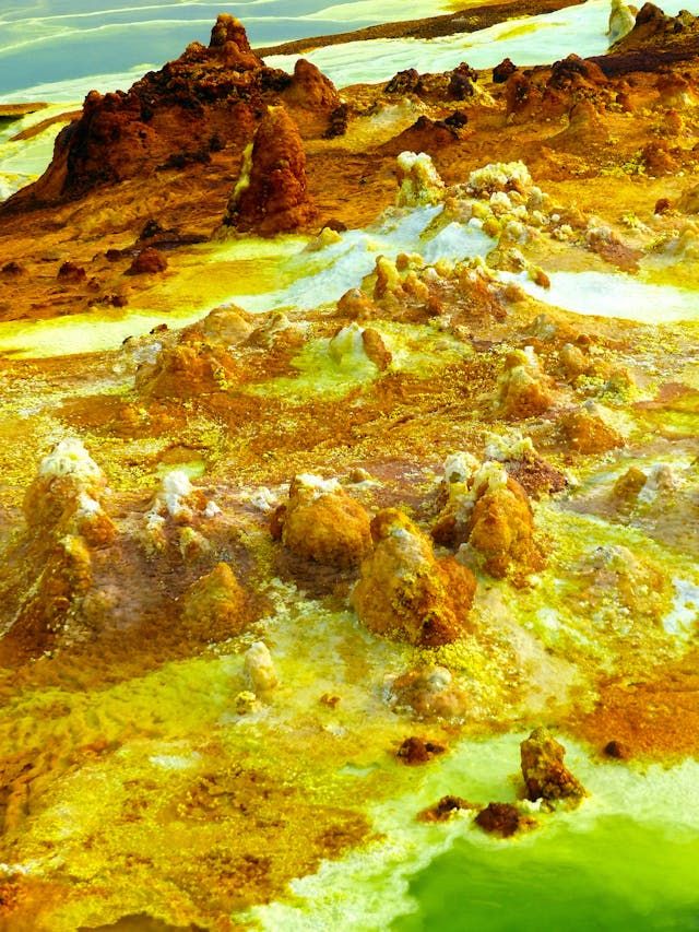 Drone Shot of Colorful Rocks. Halli, Afar, Ethiopia